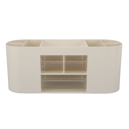 Pen Holder with Transparent Drawers Large Capacity Multiple Compartment Plastic Pencil Storage Organizer for Office Desk White