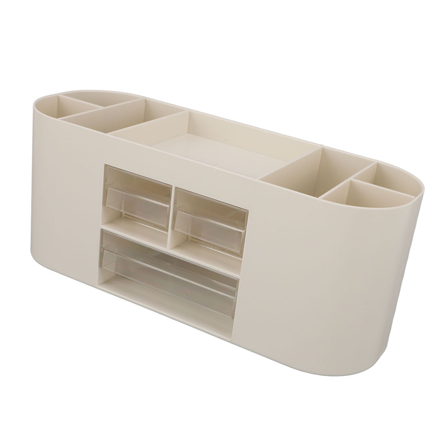 Pen Holder with Transparent Drawers Large Capacity Multiple Compartment Plastic Pencil Storage Organizer for Office Desk White