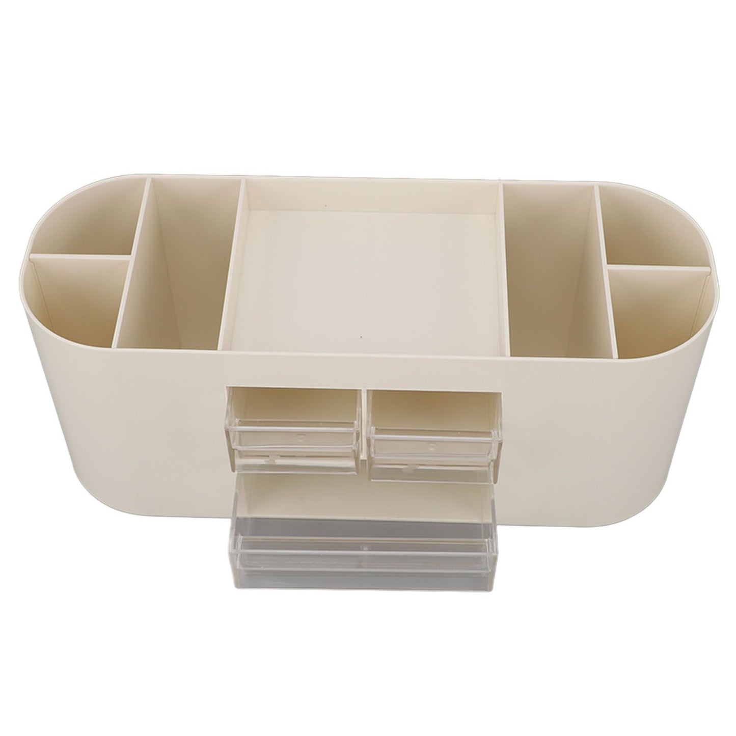 Pen Holder with Transparent Drawers Large Capacity Multiple Compartment Plastic Pencil Storage Organizer for Office Desk White