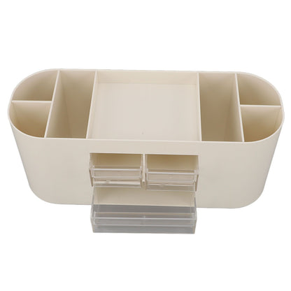 Pen Holder with Transparent Drawers Large Capacity Multiple Compartment Plastic Pencil Storage Organizer for Office Desk White