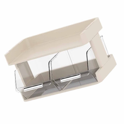 Tea Bag Organizer Office Bar Desktop Tea Bag Coffee Capsule Storage Rack Multilayer Countertop Organizer Cream White 2 Layer 30x17x16.5cm