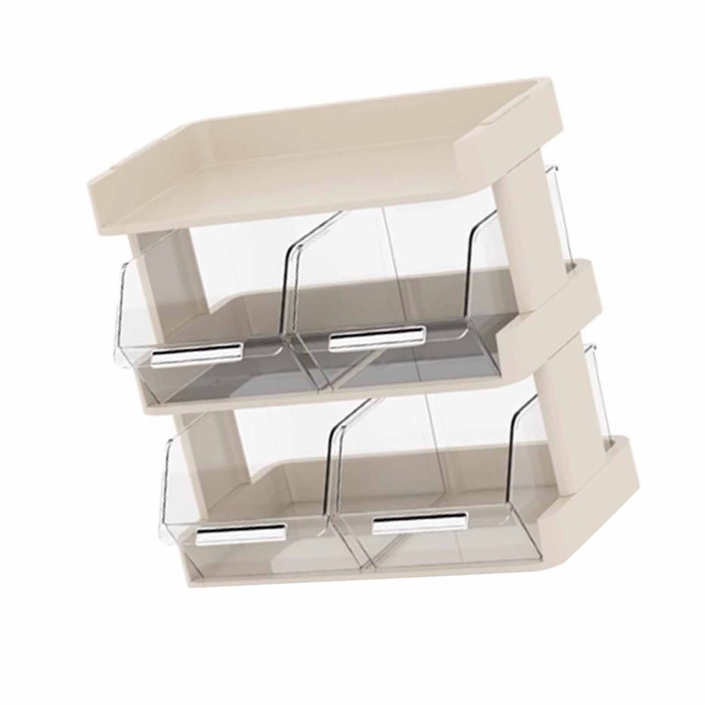 Tea Bag Organizer Office Bar Desktop Tea Bag Coffee Capsule Storage Rack Multilayer Countertop Organizer Cream White 3 Layer 30x17x29.5cm