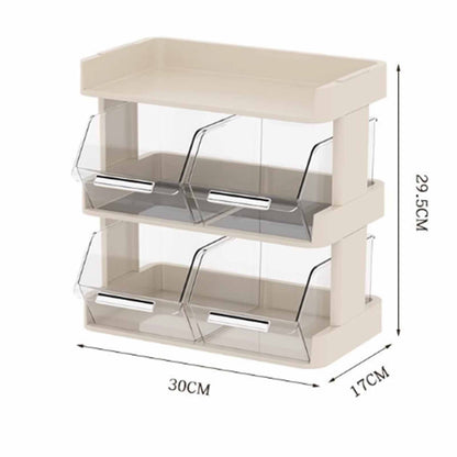 Tea Bag Organizer Office Bar Desktop Tea Bag Coffee Capsule Storage Rack Multilayer Countertop Organizer Cream White 3 Layer 30x17x29.5cm