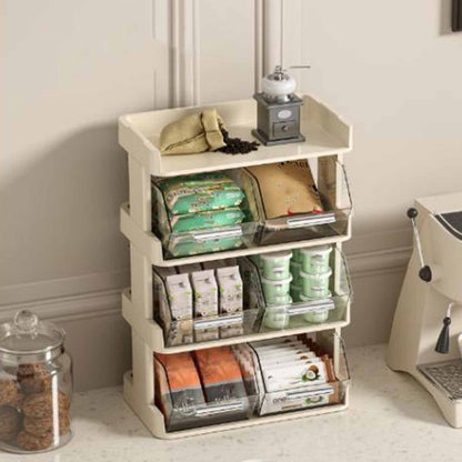 Tea Bag Organizer Office Bar Desktop Tea Bag Coffee Capsule Storage Rack Multilayer Countertop Organizer Cream White 4 Layer 30x17x42.5cm