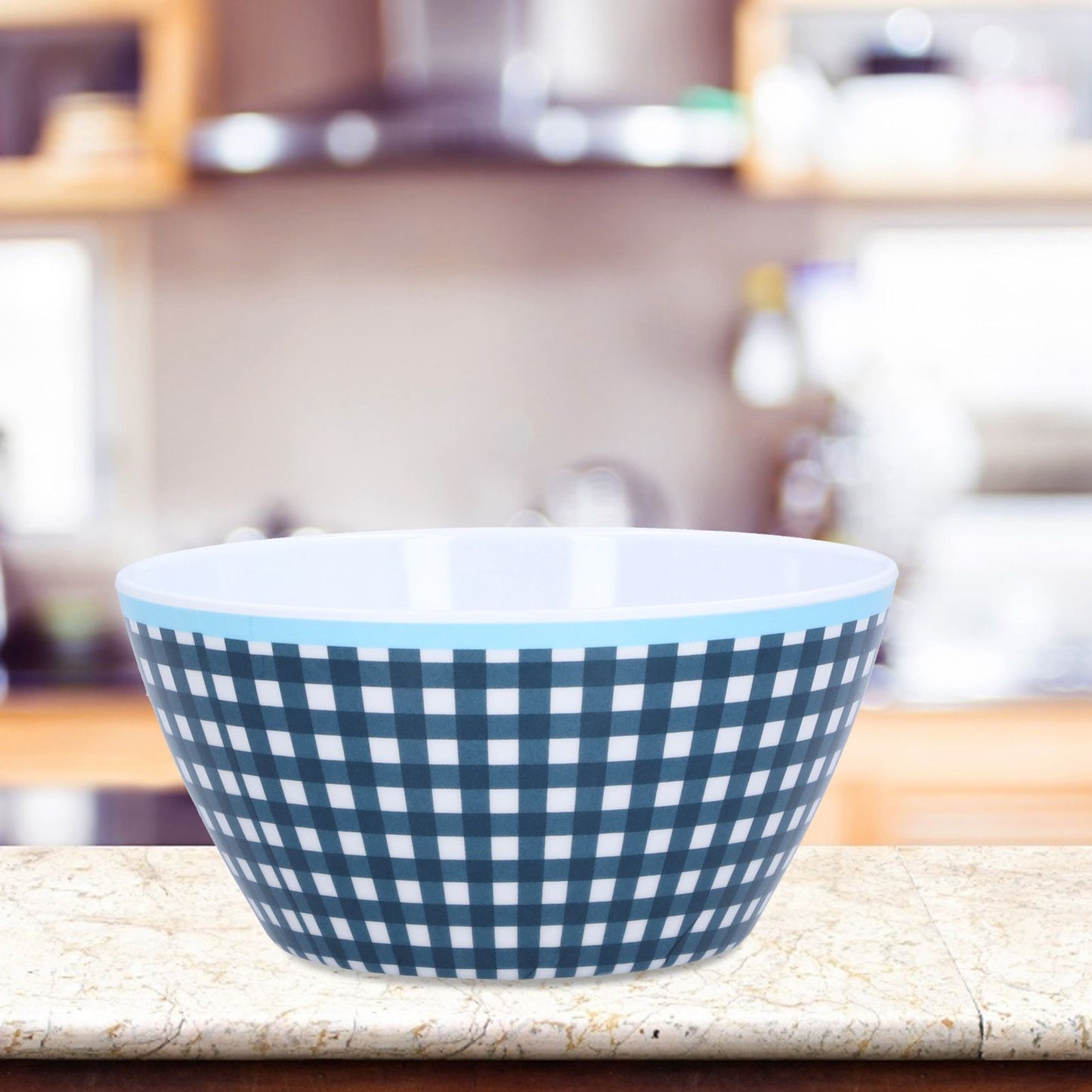 500ml Salad Bowl Thickened Snack Dessert Cake Fruit Bowl for Baking Table DecorationDark Blue Grid