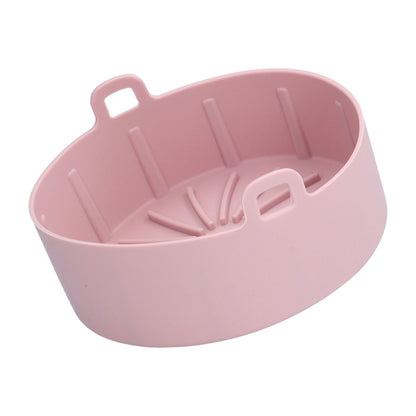 Reusable Silicone Pot Replacement Kitchen Electric Fryer Basket Tray Baking Accessory 20℃220℃(16cm Pink )