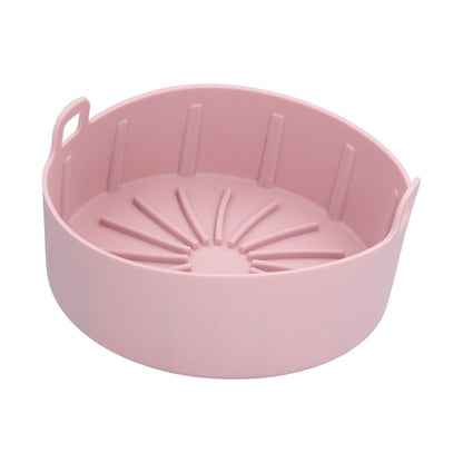 Reusable Silicone Pot Replacement Kitchen Electric Fryer Basket Tray Baking Accessory 20℃220℃(16cm Pink )