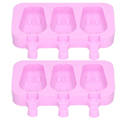 2Pcs 3 Grid Silicone Ice Cream Mold with Lid Rabbit Shaped Mold for Summer Home Kitchen