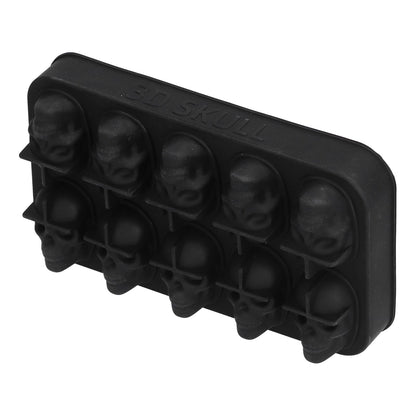 10 Grids Ice Cube Mold Silicone Black Professional Skull Ice Cube Mold for Halloween Home Bar