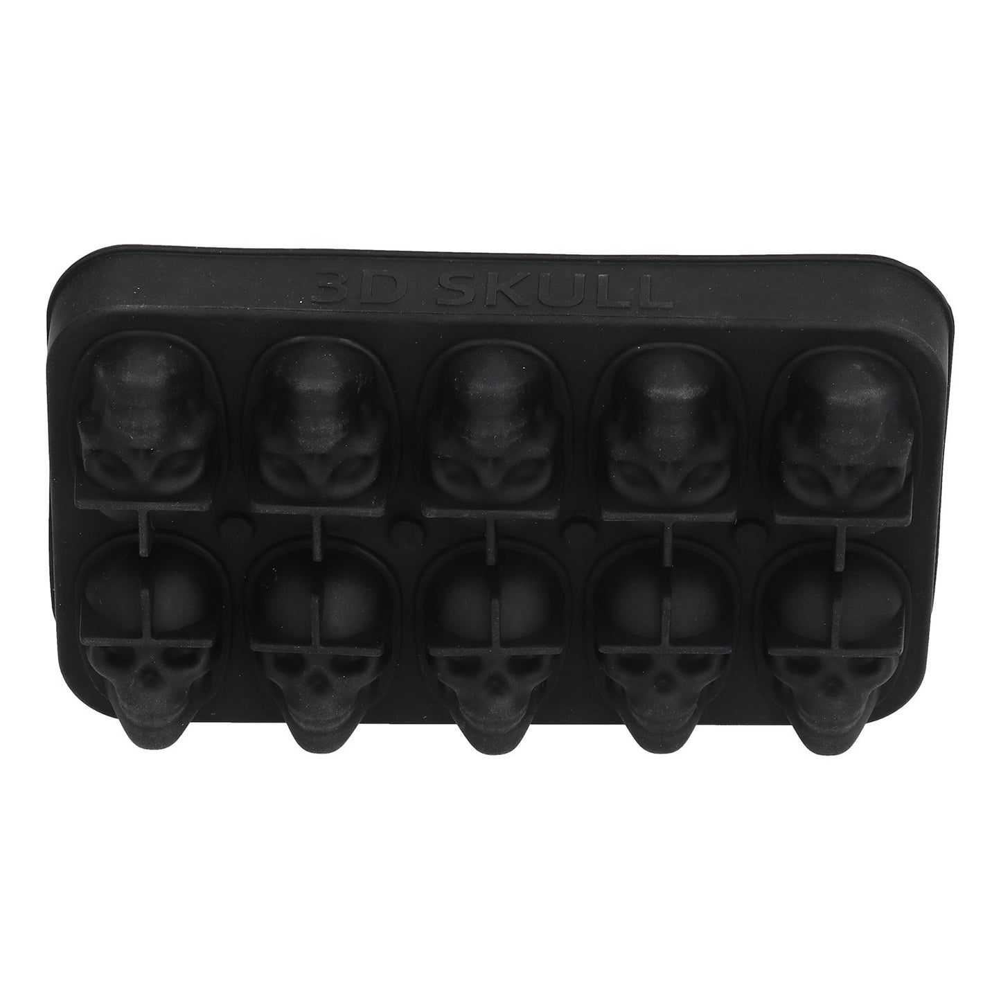 10 Grids Ice Cube Mold Silicone Black Professional Skull Ice Cube Mold for Halloween Home Bar