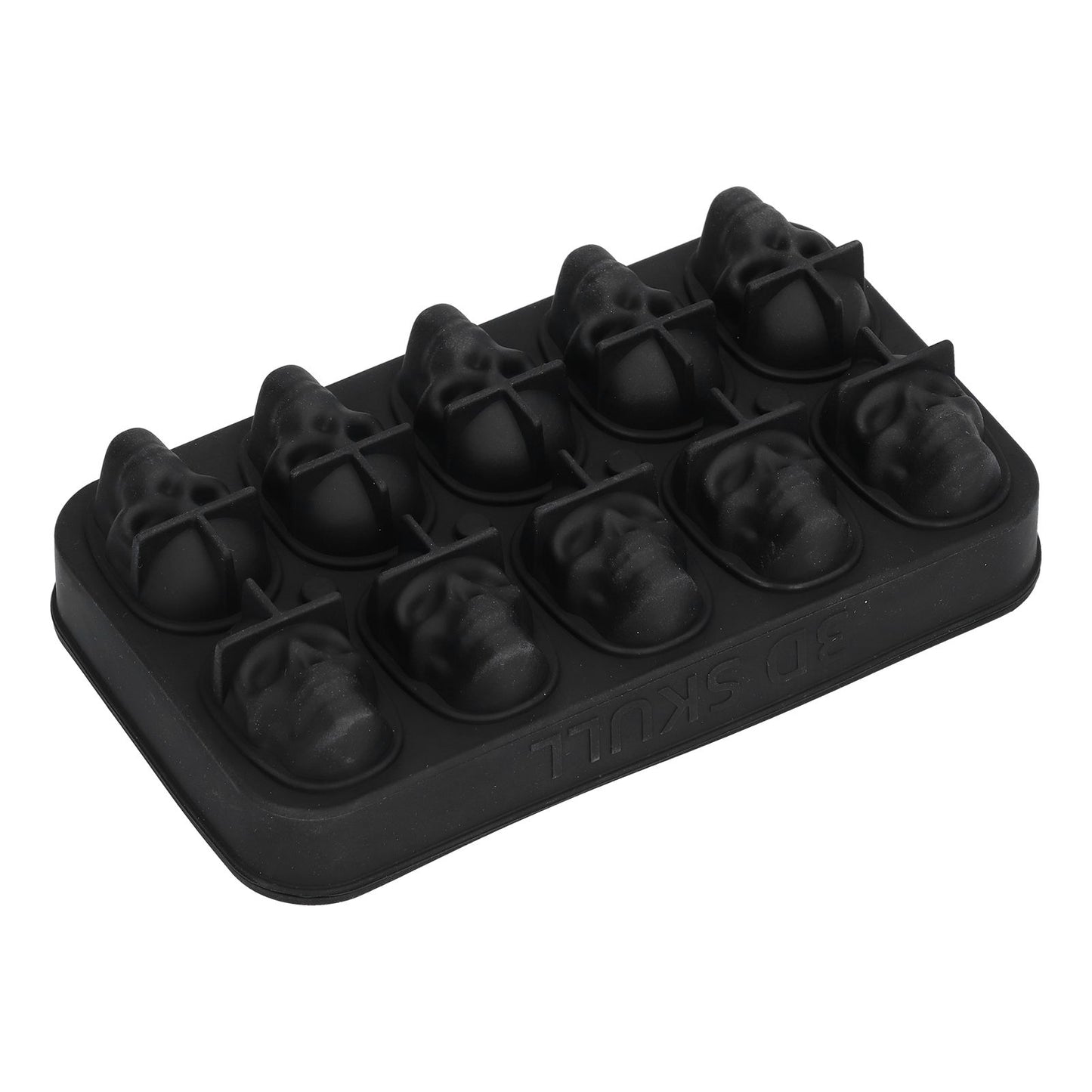 10 Grids Ice Cube Mold Silicone Black Professional Skull Ice Cube Mold for Halloween Home Bar