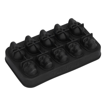 10 Grids Ice Cube Mold Silicone Black Professional Skull Ice Cube Mold for Halloween Home Bar