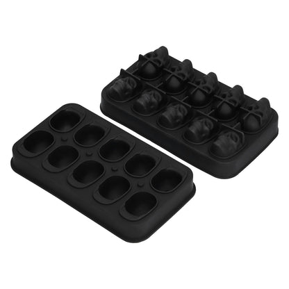 10 Grids Ice Cube Mold Silicone Black Professional Skull Ice Cube Mold for Halloween Home Bar