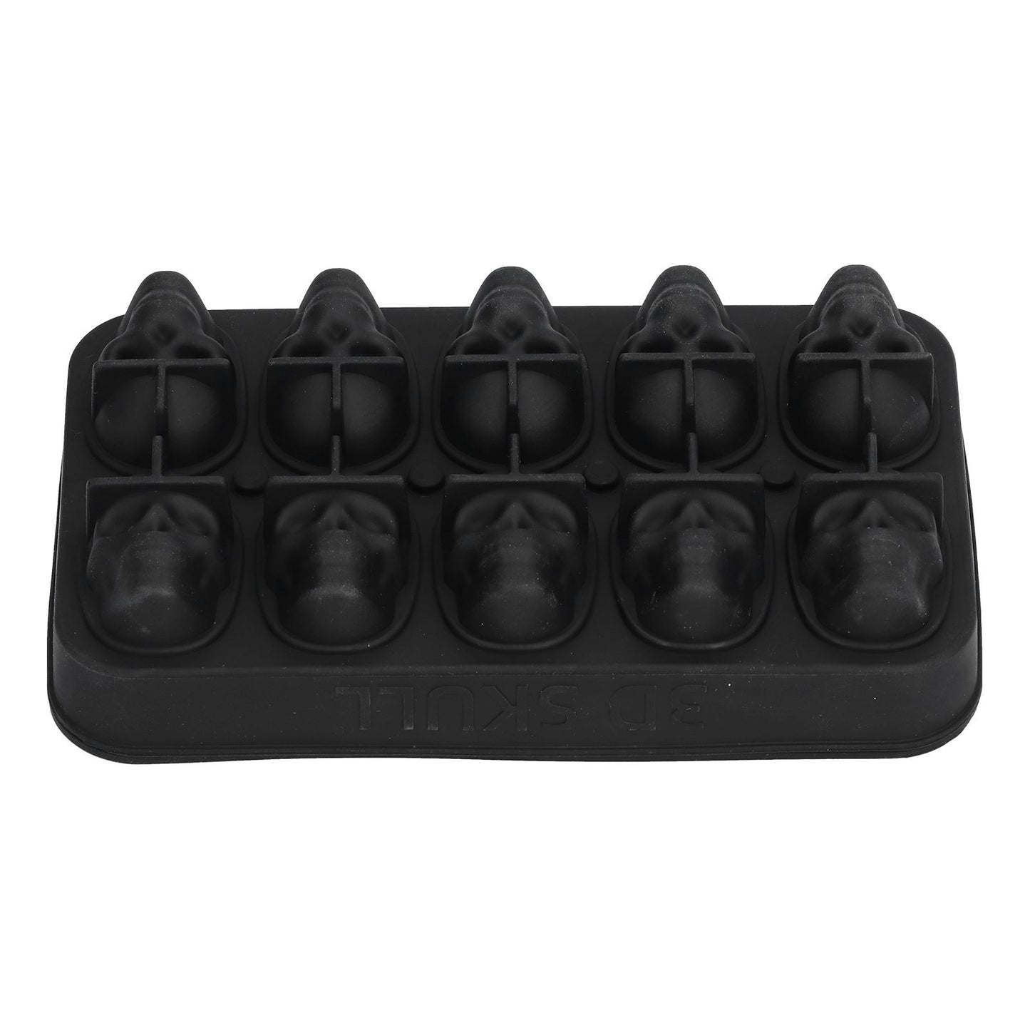 10 Grids Ice Cube Mold Silicone Black Professional Skull Ice Cube Mold for Halloween Home Bar