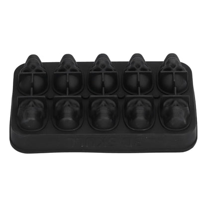 10 Grids Ice Cube Mold Silicone Black Professional Skull Ice Cube Mold for Halloween Home Bar