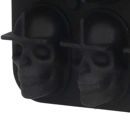 10 Grids Ice Cube Mold Silicone Black Professional Skull Ice Cube Mold for Halloween Home Bar