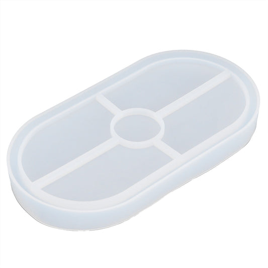 DIY Silicone Mold Oval Crystal Epoxy Resin Tea Coaster Mold for Home Kitchen Bakery