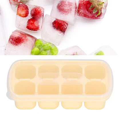 8 Grid Ice Cube Tray with Lid Food Grade Household Ice Cube Mold for Home KitchenYellow
