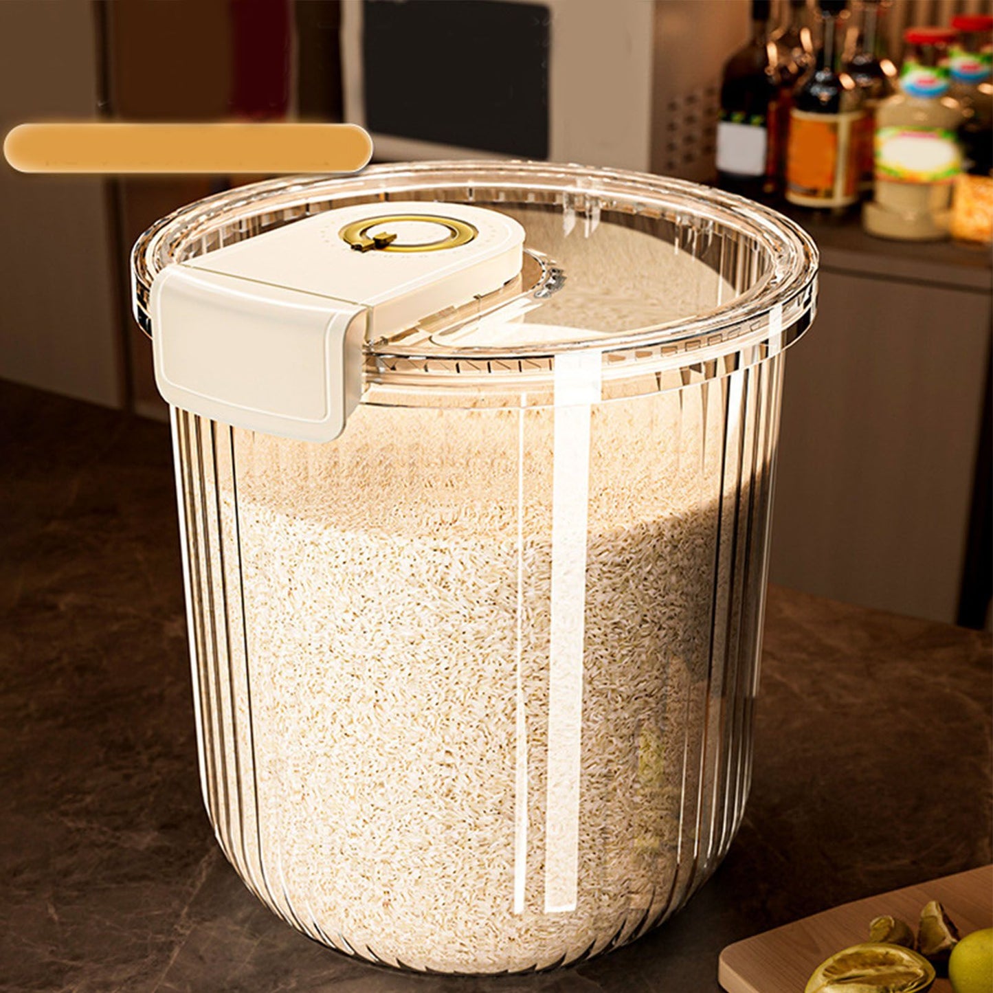 Rice Container Clear Rice Storage Bin Airtight Rice Bucket for Dry Food Grain Flour Soybean Kitchen Pantry Countertop 11kg 27.5x31x20cm / 10.8x12.2x7.9in