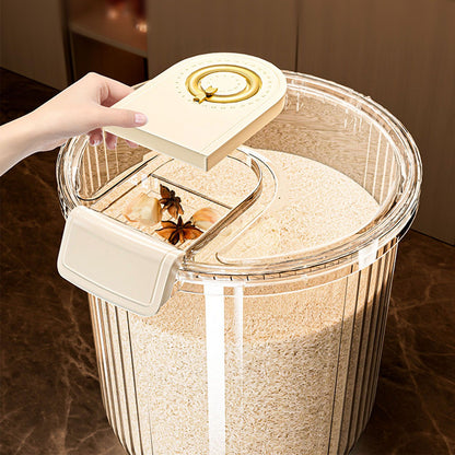 Rice Container Clear Rice Storage Bin Airtight Rice Bucket for Dry Food Grain Flour Soybean Kitchen Pantry Countertop 11kg 27.5x31x20cm / 10.8x12.2x7.9in