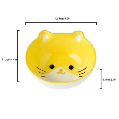 Kids Bowl Ceramic Cute Cartoon Animal Shape Rice Bowls Reusable Dinner Tableware for Serving Soup Cereal Pasta Ice Cream Cat