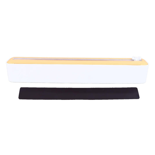 Reusable Cling Film Dispenser Magnetic Refillable Plastic Wrap Dispenser with Cutter Magnetic Stripe White Yellow