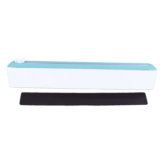 Reusable Cling Film Dispenser Magnetic Refillable Plastic Wrap Dispenser with Cutter Magnetic Stripe White Green