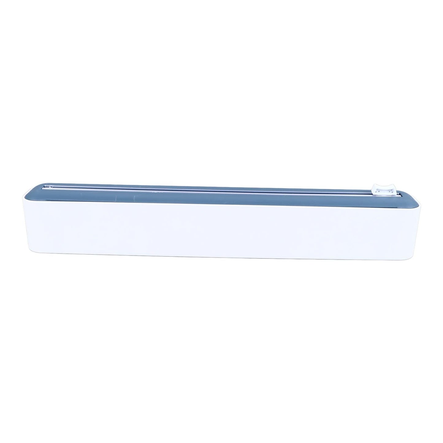 Reusable Cling Film Dispenser Magnetic Refillable Plastic Wrap Dispenser with Cutter Magnetic Stripe White Blue