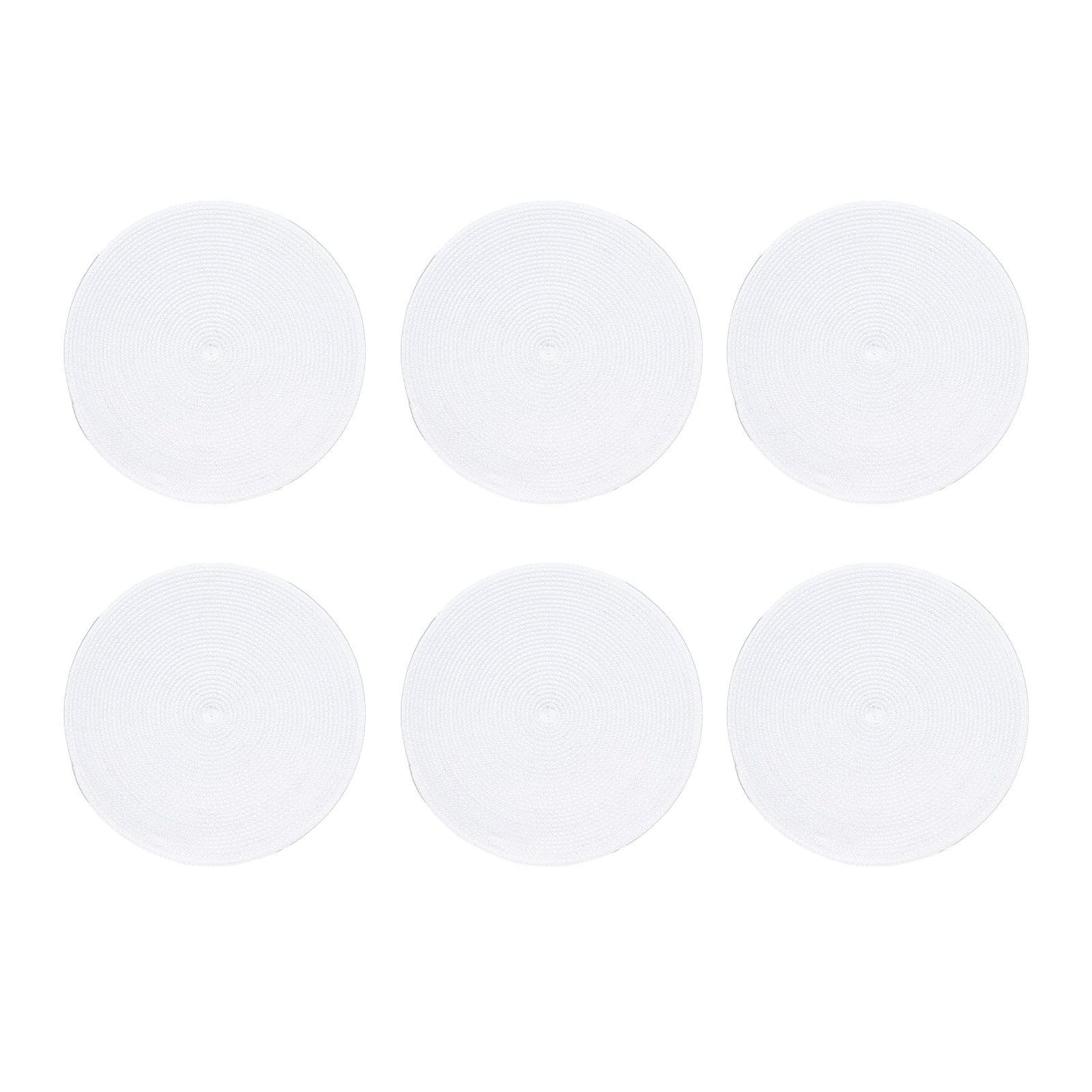 6PCS Round Placemat Woven White Table Mat Heat Insulation Easy to Clean Versatile Dining Accessory for Home Kitchen Decor