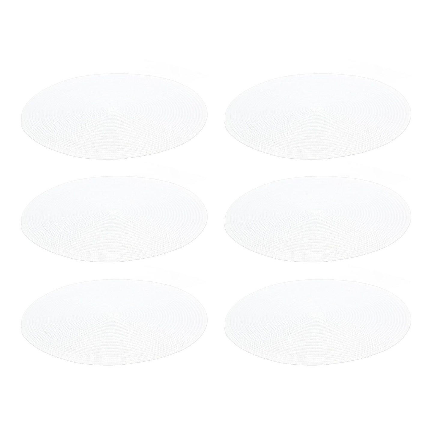 6PCS Round Placemat Woven White Table Mat Heat Insulation Easy to Clean Versatile Dining Accessory for Home Kitchen Decor