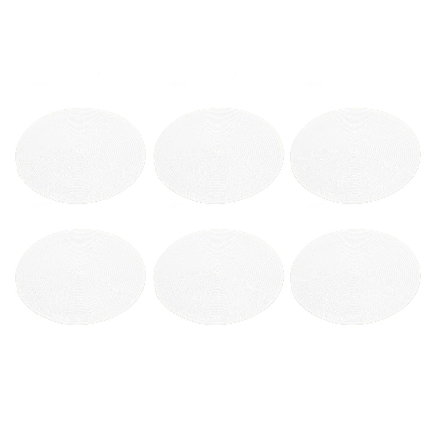 6PCS Round Placemat Woven White Table Mat Heat Insulation Easy to Clean Versatile Dining Accessory for Home Kitchen Decor
