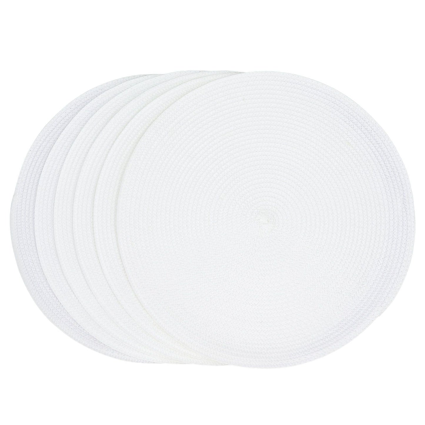 6PCS Round Placemat Woven White Table Mat Heat Insulation Easy to Clean Versatile Dining Accessory for Home Kitchen Decor