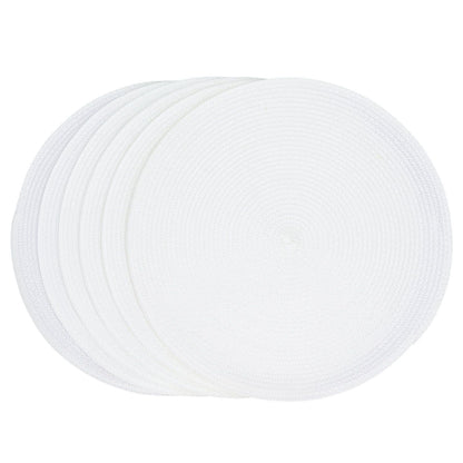 6PCS Round Placemat Woven White Table Mat Heat Insulation Easy to Clean Versatile Dining Accessory for Home Kitchen Decor