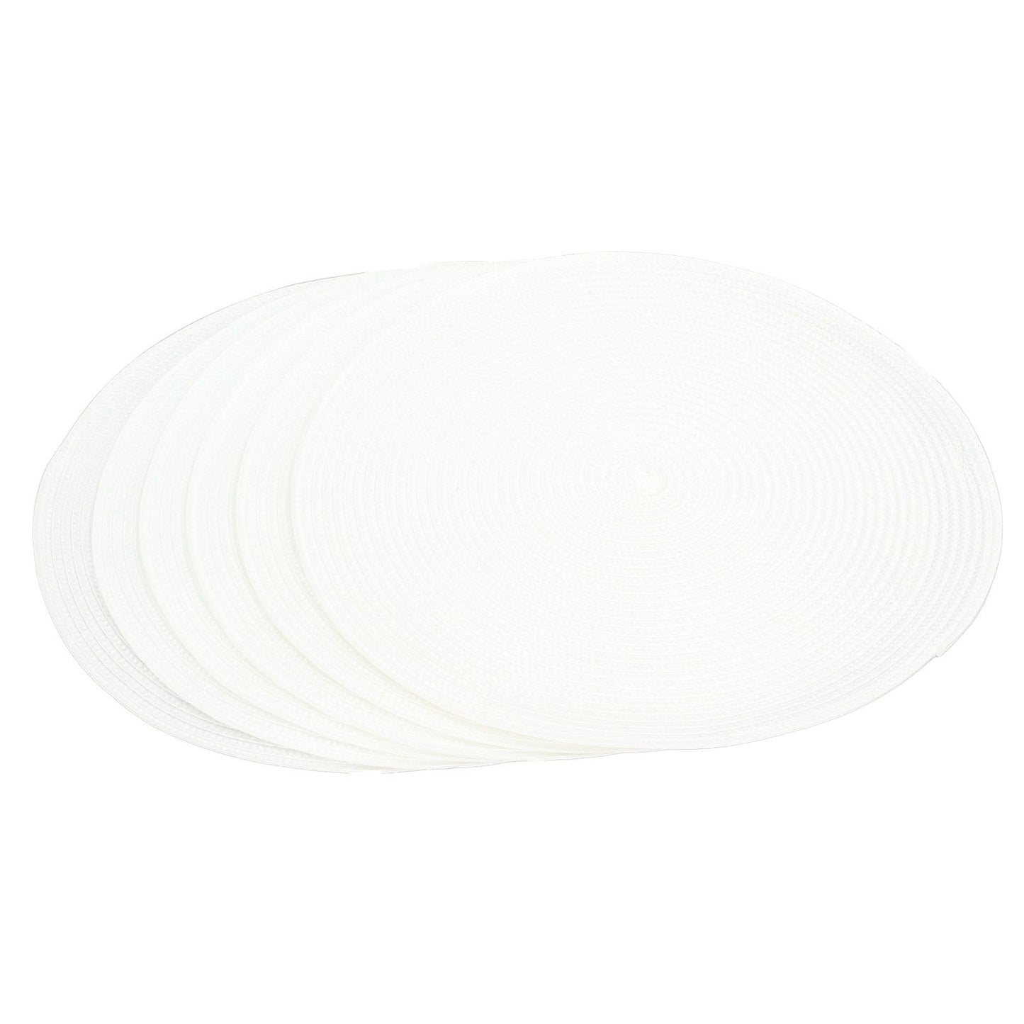 6PCS Round Placemat Woven White Table Mat Heat Insulation Easy to Clean Versatile Dining Accessory for Home Kitchen Decor