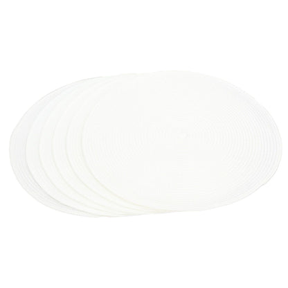 6PCS Round Placemat Woven White Table Mat Heat Insulation Easy to Clean Versatile Dining Accessory for Home Kitchen Decor