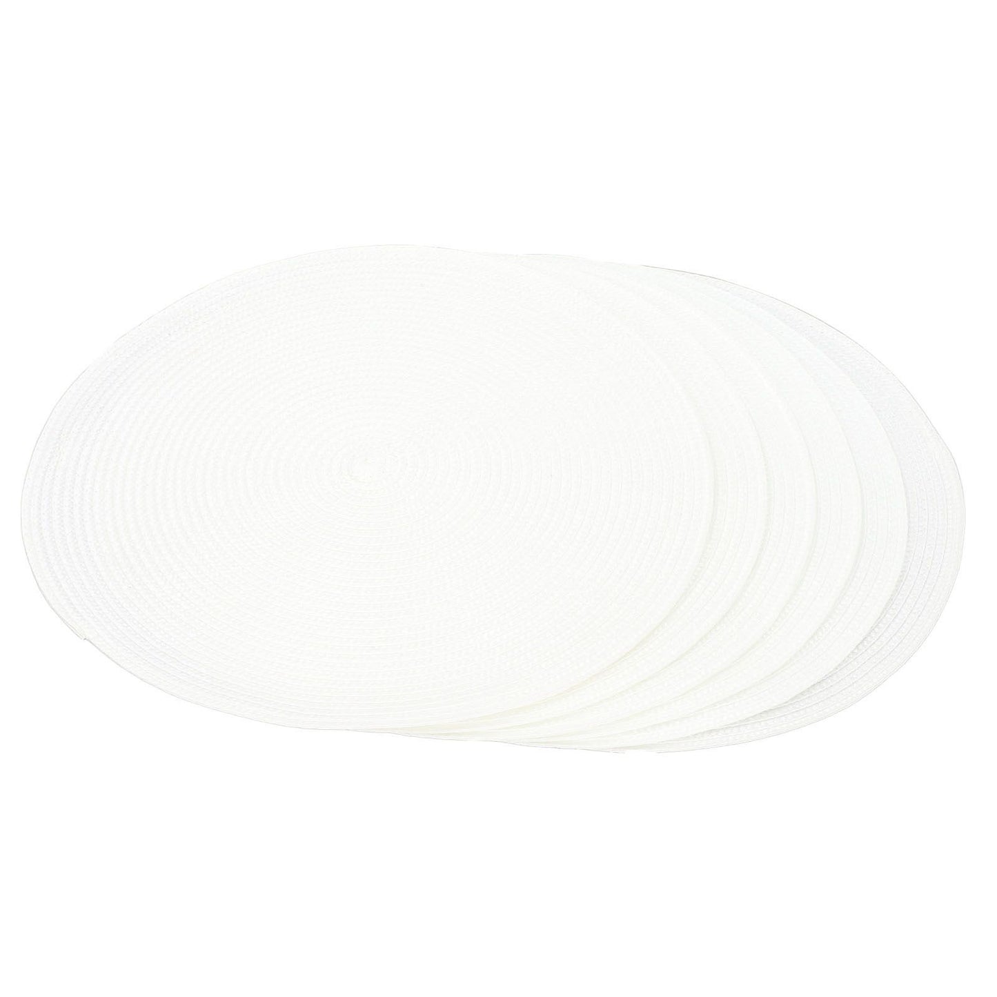 6PCS Round Placemat Woven White Table Mat Heat Insulation Easy to Clean Versatile Dining Accessory for Home Kitchen Decor