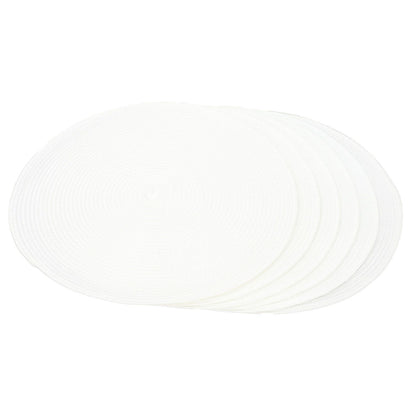 6PCS Round Placemat Woven White Table Mat Heat Insulation Easy to Clean Versatile Dining Accessory for Home Kitchen Decor