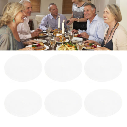6PCS Round Placemat Woven White Table Mat Heat Insulation Easy to Clean Versatile Dining Accessory for Home Kitchen Decor