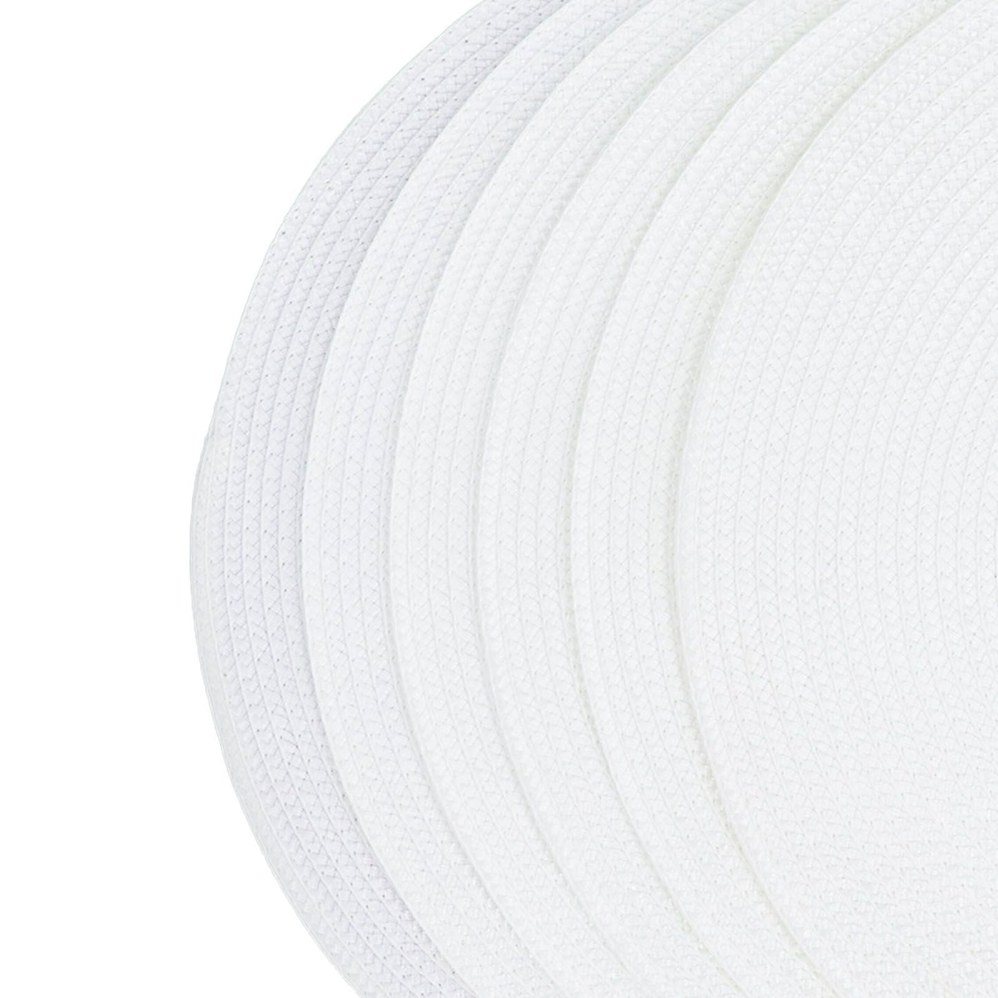 6PCS Round Placemat Woven White Table Mat Heat Insulation Easy to Clean Versatile Dining Accessory for Home Kitchen Decor