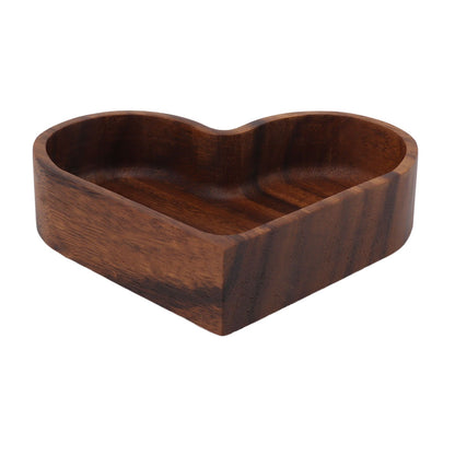 Walnut Fruit Plate Smooth Textured Elegant Wood Serving Tray for Snack Fruit Nut Kitchen Utensils Heart 14.5x14.5cm