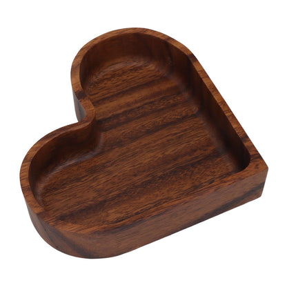 Walnut Fruit Plate Smooth Textured Elegant Wood Serving Tray for Snack Fruit Nut Kitchen Utensils Heart 14.5x14.5cm