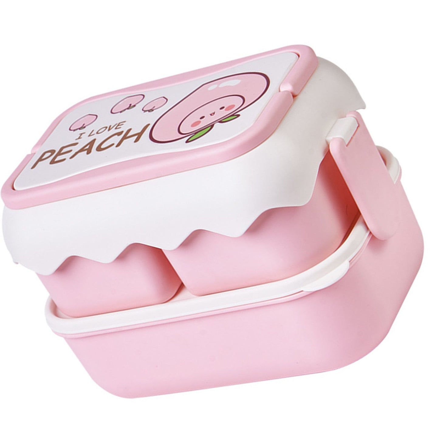 Cute Portable Students Lunch Box Microwaveable Children Cartoon Bento Box Independent Compartment Lunch Container Pink
