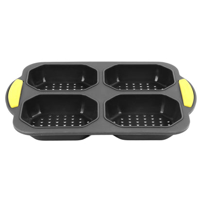 4 Grid Silicone Loaf Pan Baking Pan for Baking French Baguettes Hot Dog Buns Bread Mold Nonstick Dishwasher Safe Heat Resistant