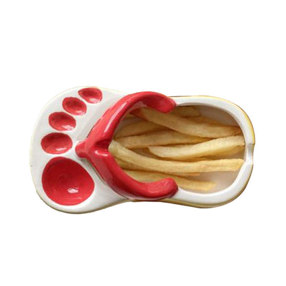 Ceramic French Fries Dish Cute Flip Flops French Fries Plate Cute Ceramic Bowl Flip Flops Shaped Snack Chip Soy Sauce Serving Dish Bowl Plate Red