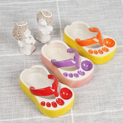 Ceramic French Fries Dish Cute Flip Flops French Fries Plate Cute Ceramic Bowl Flip Flops Shaped Snack Chip Soy Sauce Serving Dish Bowl Plate Purple