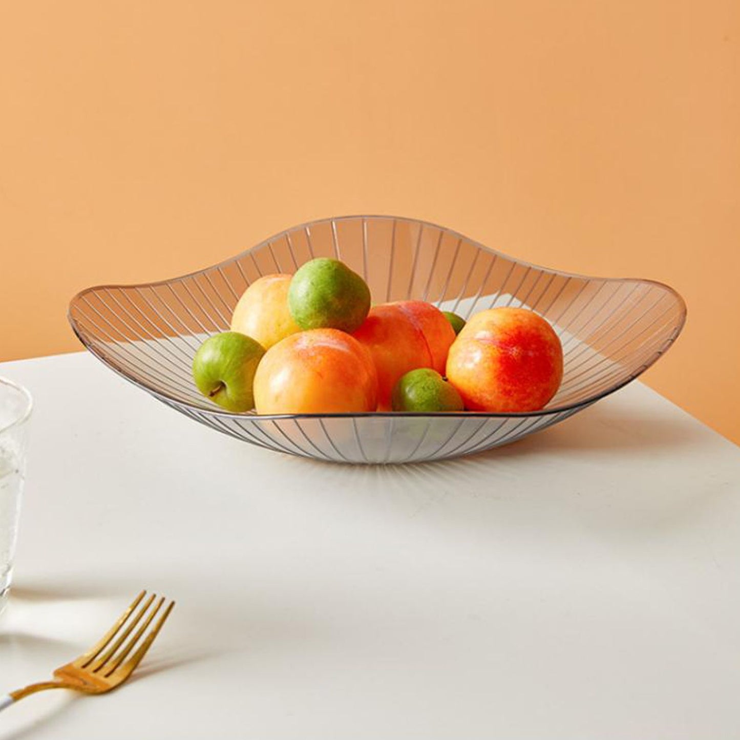 Transparent Grey Fruit Plate Large Plastic Serving Bowl Hand Made Candy Snack Bowl for Living Room Restaurant Party