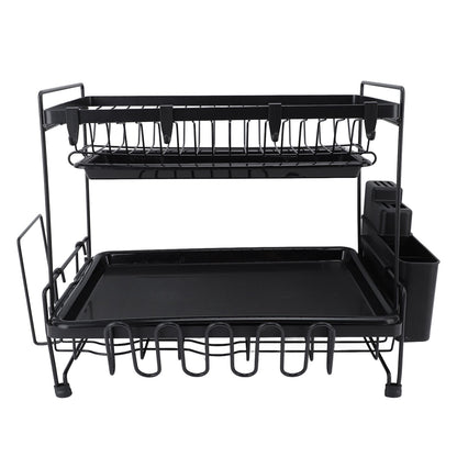 Dish Drying Rack 2 Layer Foldable Versatile Convenient Storage Dish Drainer Rack with Utensil Holder for Home