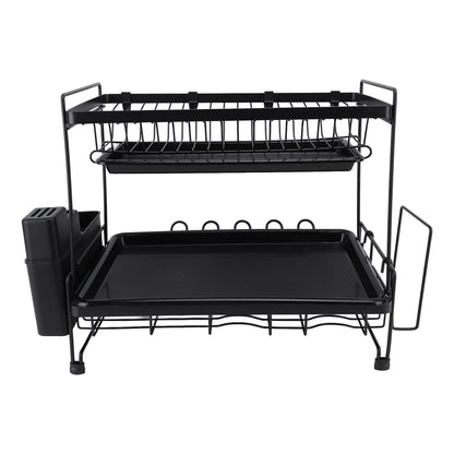 Dish Drying Rack 2 Layer Foldable Versatile Convenient Storage Dish Drainer Rack with Utensil Holder for Home