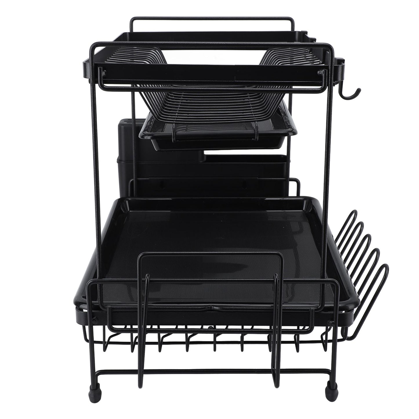 Dish Drying Rack 2 Layer Foldable Versatile Convenient Storage Dish Drainer Rack with Utensil Holder for Home