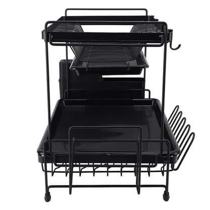 Dish Drying Rack 2 Layer Foldable Versatile Convenient Storage Dish Drainer Rack with Utensil Holder for Home